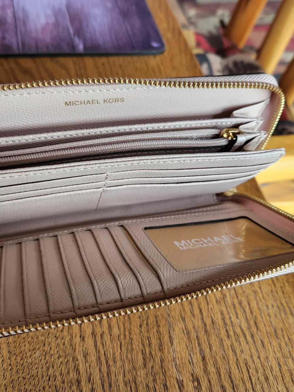 Michael Kors Pale Pink Leather Wristlet Clutch